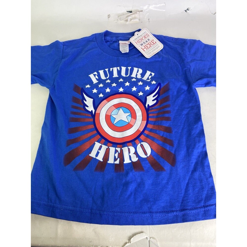 Marvel Comics Captain America Future Hero Blue T-Shirt Short Sleeve Boys 4-5